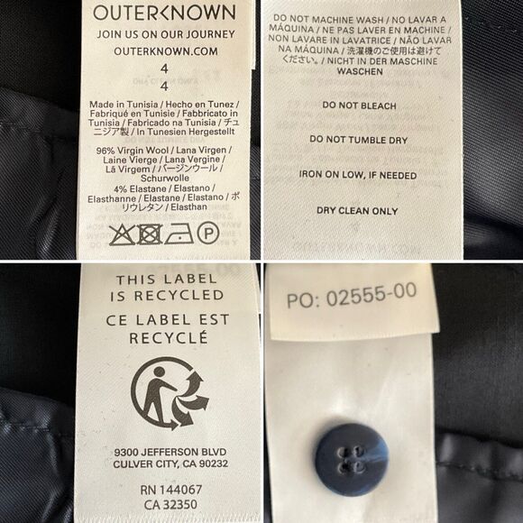 Outerknown Pants Size 4 Dark Navy Virgin Wool Blend Career - Picture 8 of 11